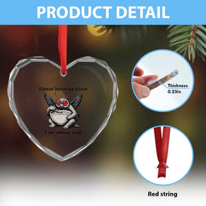 Please Leave Me Alone I Am Eating Soup Funny Mothman Heart Crystal Glass Ornament