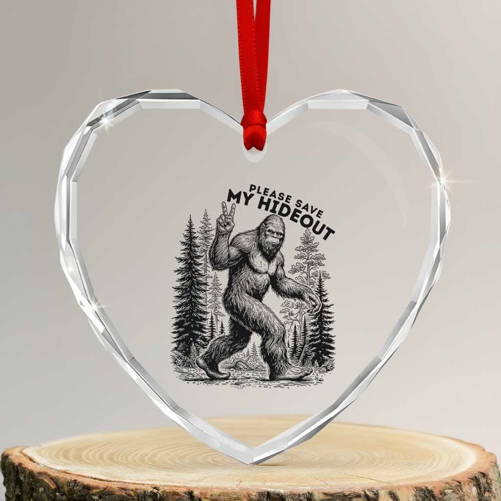 Please Save My Hideout Heart Crystal Glass Ornament Bigfoot Forest Protector TS12 Transparent Glass 3'' Heart Print Your Wear