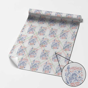 Pledge Allegiance To Your Hands Team Vibes Wrapping Paper Roll Statue of Liberty Doodle Americana Graphic