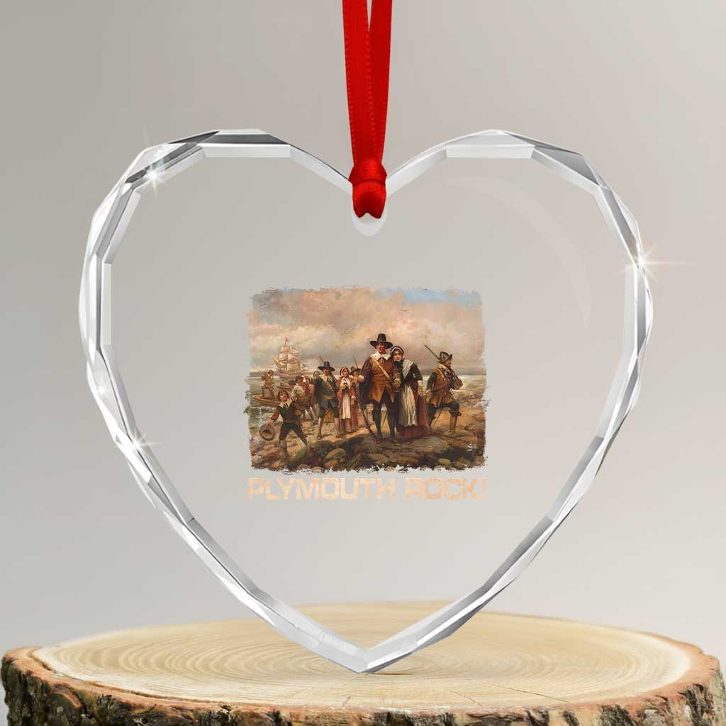 Plymouth Rock Heart Crystal Glass Ornament Mayflower Pilgrims Thanksgiving History TS11 Transparent Glass 3'' Heart Print Your Wear