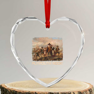 Plymouth Rock Heart Crystal Glass Ornament Mayflower Pilgrims Thanksgiving History TS11 Transparent Glass 3'' Heart Print Your Wear