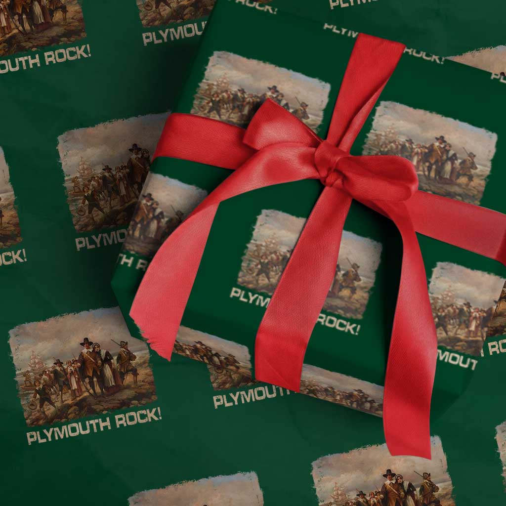 Plymouth Rock Wrapping Paper Roll Mayflower Pilgrims Thanksgiving History TS11 Green Print Your Wear