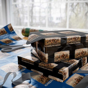 Plymouth Rock Wrapping Paper Roll Mayflower Pilgrims Thanksgiving History TS11 Black Print Your Wear