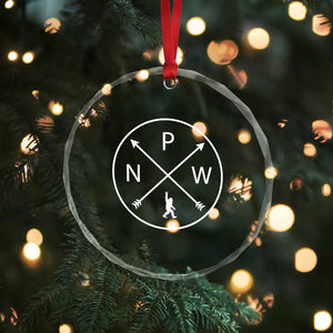 PNW Bigfoot Crossed Arrows Pacific Northwest Pride Crystal Glass Ornament