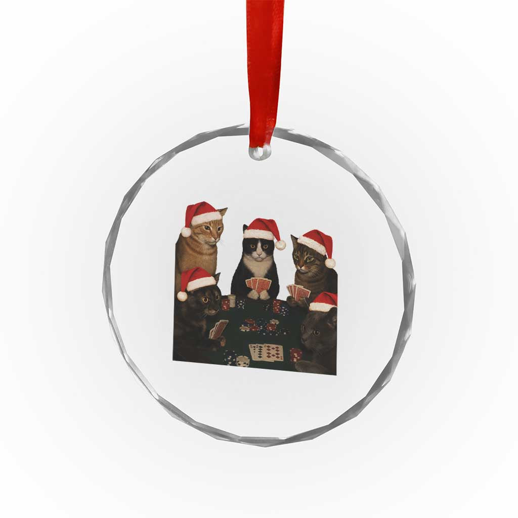 Poker Cats Christmas Meme Shirt Crystal Glass Ornament Funny Gambling Cat TS14 Print Your Wear
