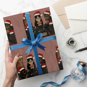 Poker Cats Christmas Meme Shirt Wrapping Paper Roll Funny Gambling Cat TS14 Mocha Print Your Wear