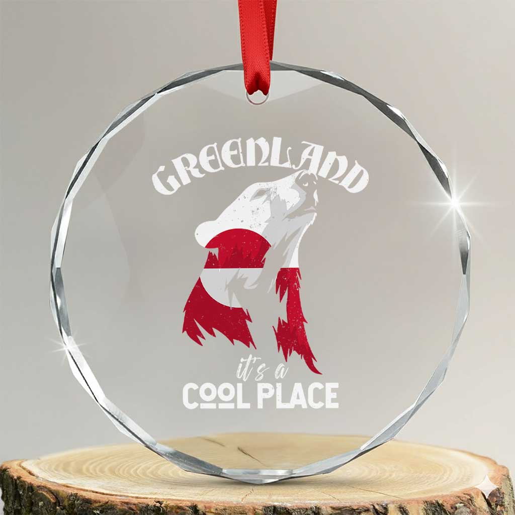 Polar Bear Greenland Flag Graphic Crystal Glass Ornament It's a Cool Place Arctic Circle TS02 Transparent Glass 3'' Circle Print Your Wear