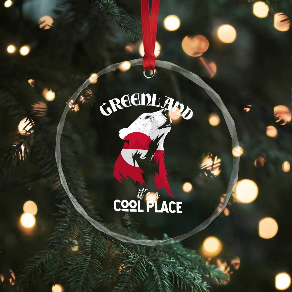 Polar Bear Greenland Flag Graphic Crystal Glass Ornament It's a Cool Place Arctic Circle TS02 Print Your Wear