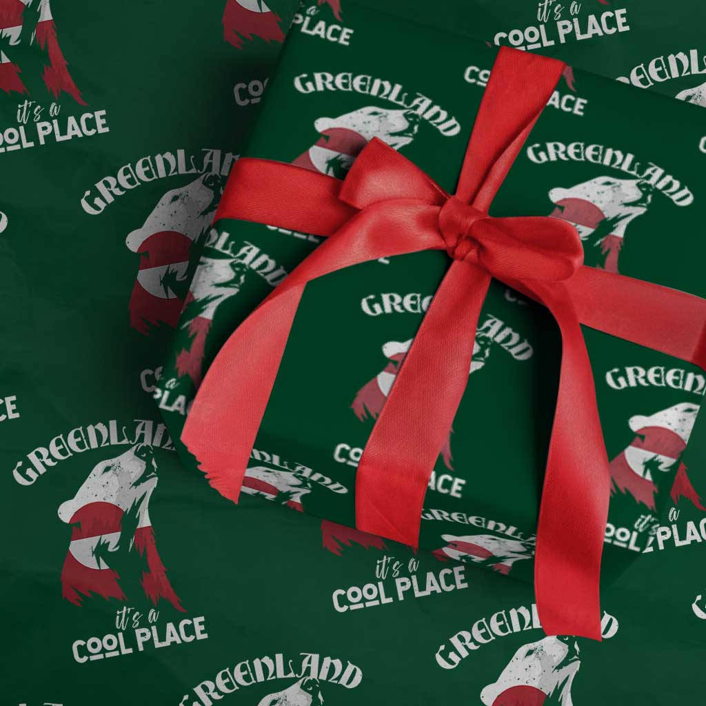 Polar Bear Greenland Flag Graphic Wrapping Paper Roll It's a Cool Place Arctic Circle TS02 Green Print Your Wear