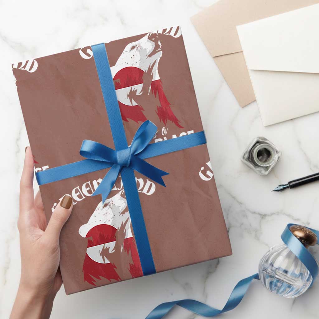 Polar Bear Greenland Flag Graphic Wrapping Paper Roll It's a Cool Place Arctic Circle TS02 Mocha Print Your Wear