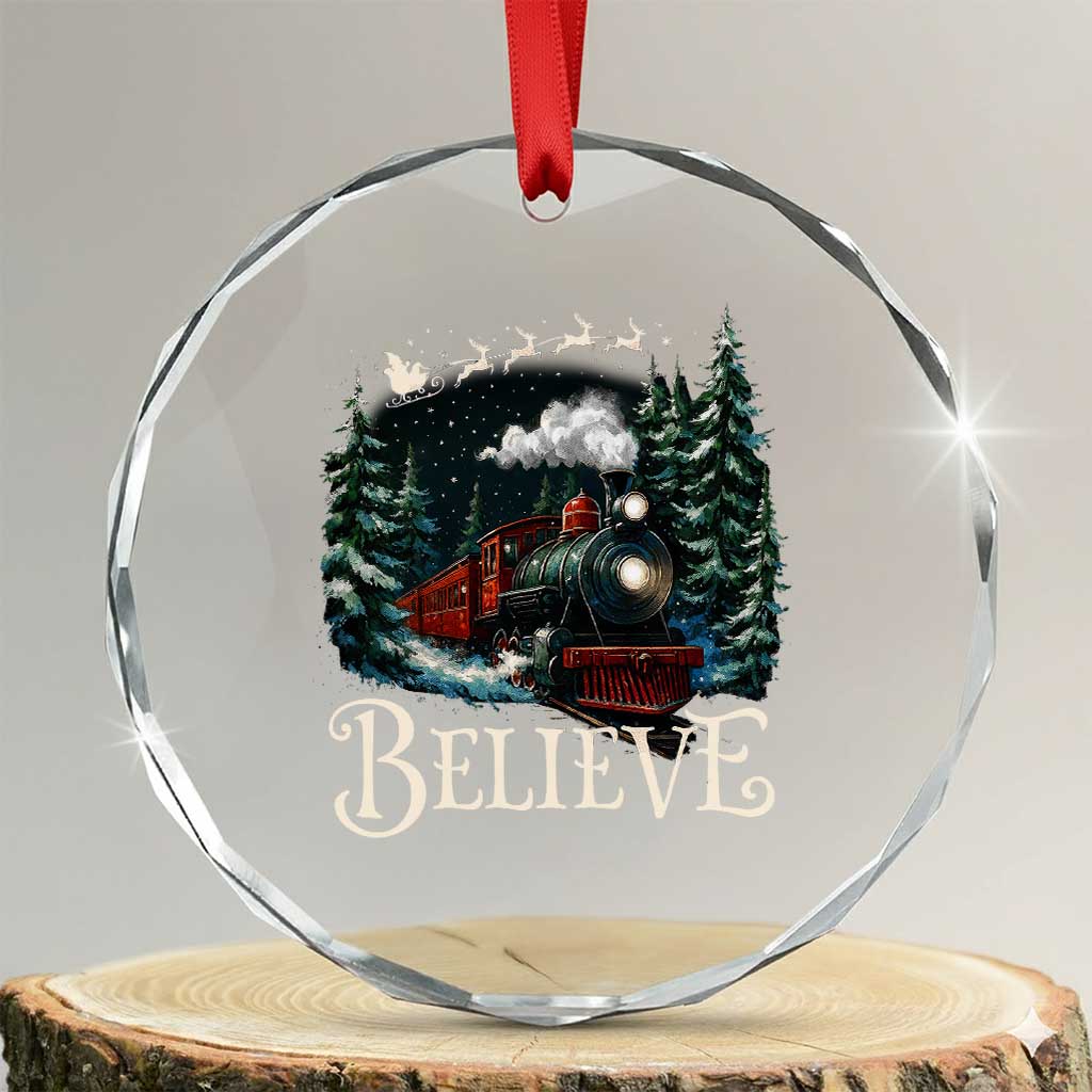 Polar Express Crystal Glass Ornament Christmas Believe TS10 Transparent Glass 3'' Circle Print Your Wear