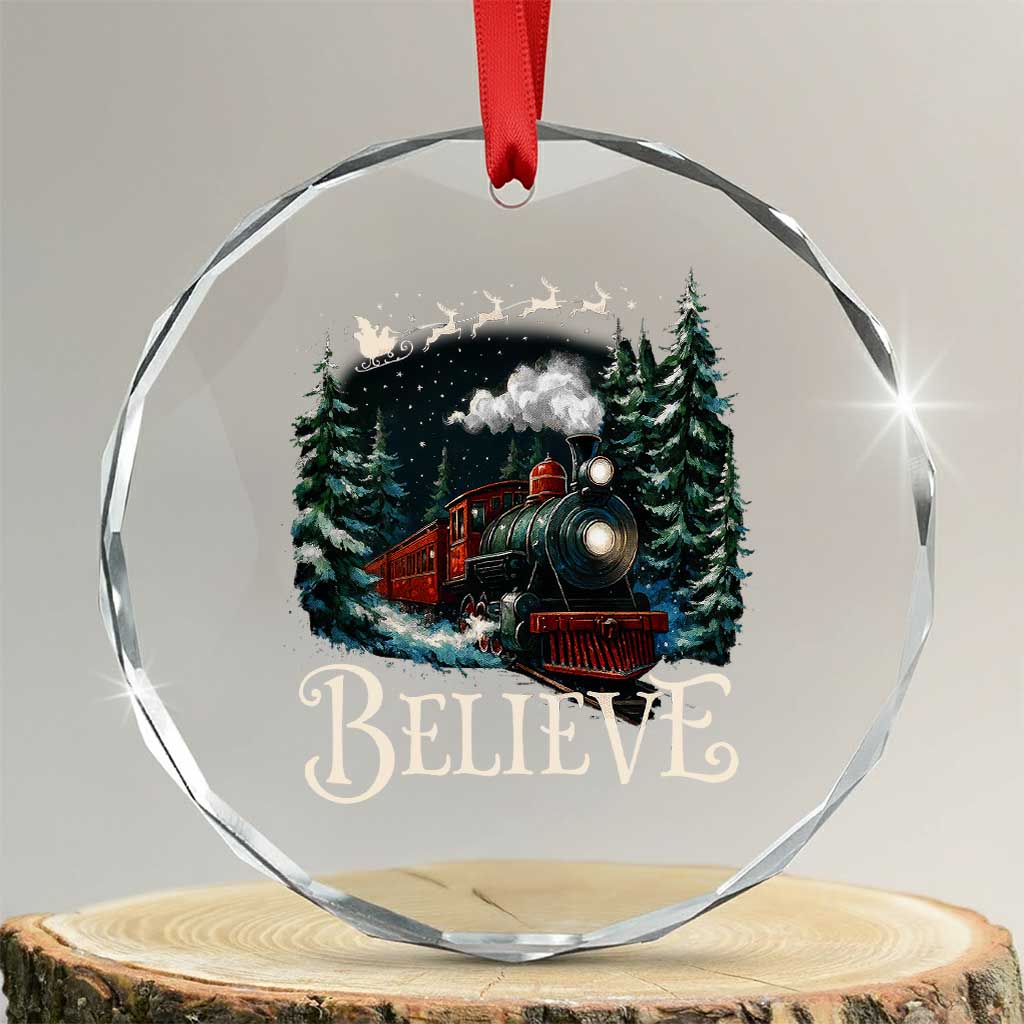 Polar Express Crystal Glass Ornament Christmas Believe TS10 Transparent Glass 3'' Circle Print Your Wear