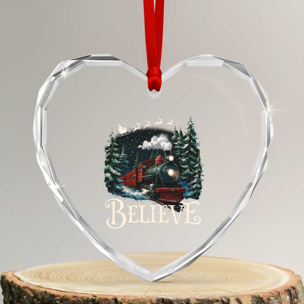 Polar Express Heart Crystal Glass Ornament Christmas Believe TS10 Transparent Glass 3'' Heart Print Your Wear