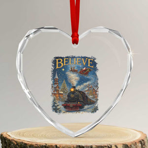 Polar Express Heart Crystal Glass Ornament Retro Vintage Christmas Believe TS10 Transparent Glass 3'' Heart Print Your Wear