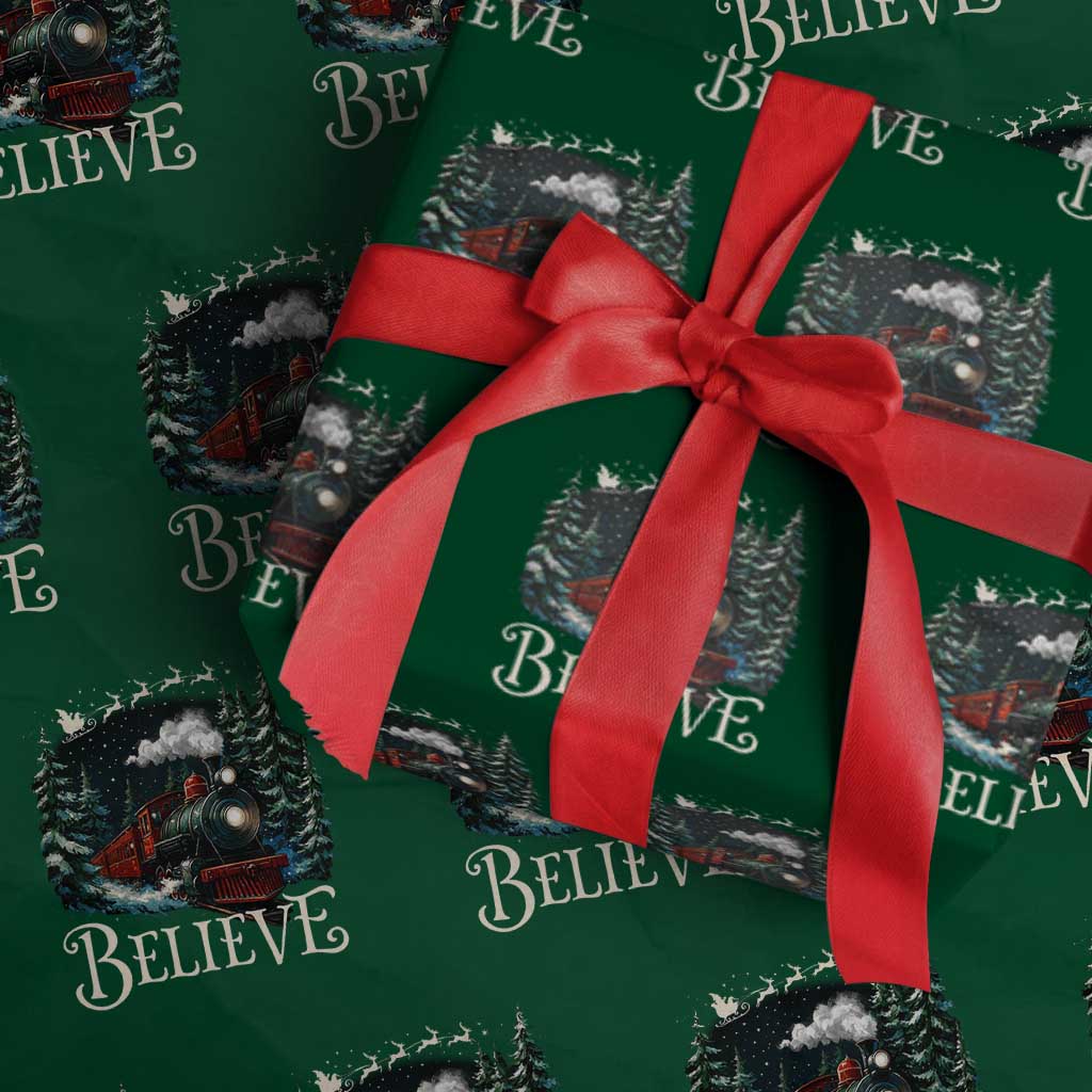 Polar Express Wrapping Paper Roll Christmas Believe TS10 Green Print Your Wear
