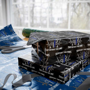 Police K9 Wrapping Paper Roll Support The Paws That Enforce The Laws American Flag TS10 Black Print Your Wear