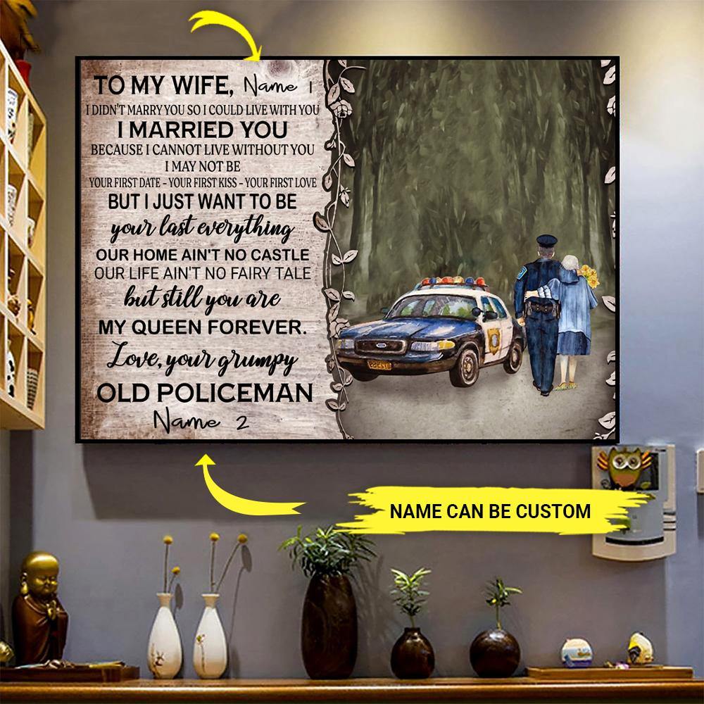 Personalized Family Police Officer Poster To My Wife Our Home Aint No Castle Couple CTM Canvas Custom - Printyourwear