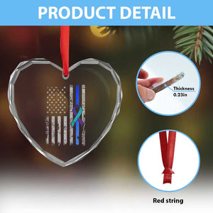 Police Suicide Prevention Awareness American Flag Ribbon Support Heart Crystal Glass Ornament