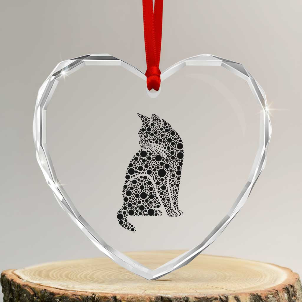 Polka Dot Black Cat Heart Crystal Glass Ornament International Dot Day Gift TS12 Transparent Glass 3'' Heart Print Your Wear