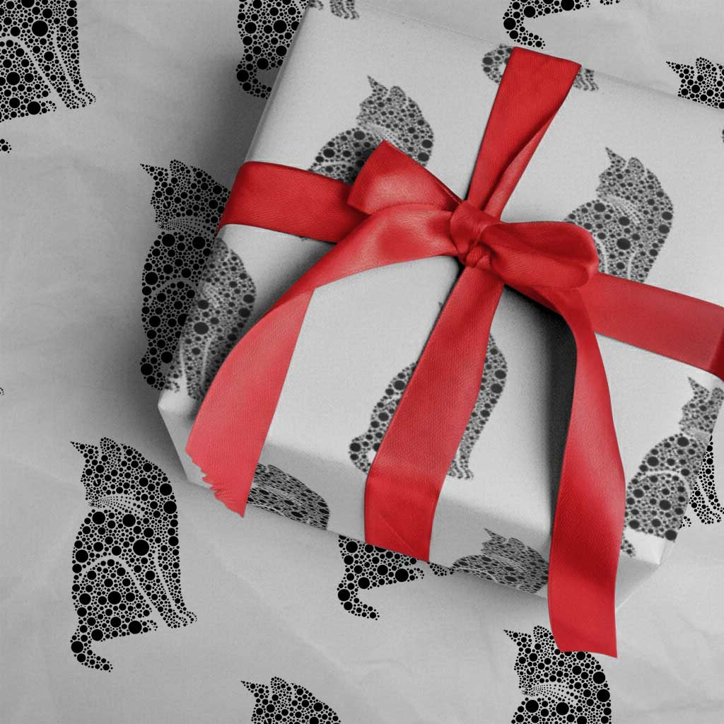 Polka Dot Black Cat Wrapping Paper Roll International Dot Day Gift TS12 White Print Your Wear