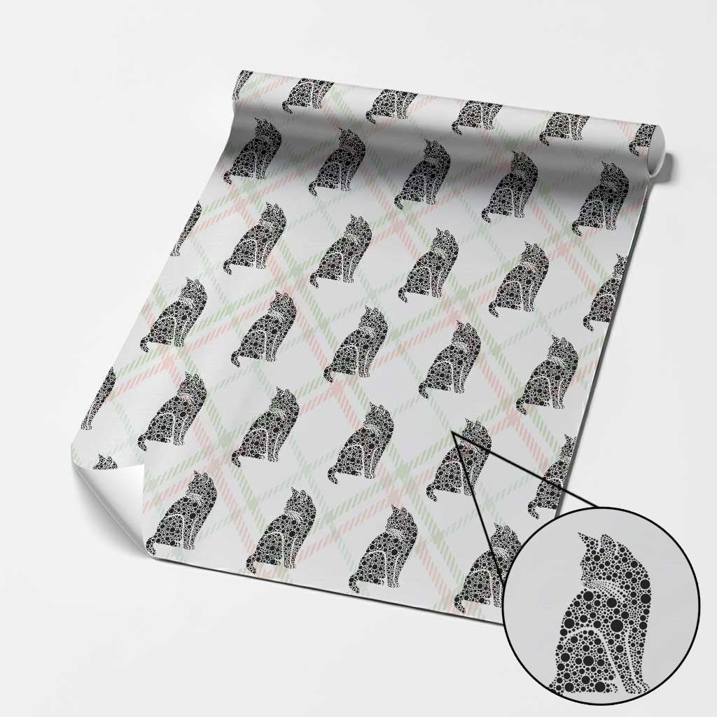 Polka Dot Black Cat Wrapping Paper Roll International Dot Day Gift