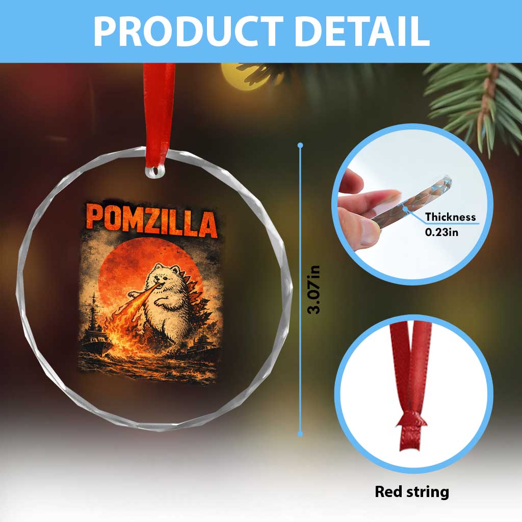 Pomzilla Dog Japanese Art Crystal Glass Ornament Retro Vintage Dog Lover Pomeranian Pom Monster Kaiju TS10 Print Your Wear