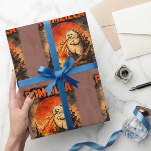 Pomzilla Dog Japanese Art Wrapping Paper Roll Retro Vintage Dog Lover Pomeranian Pom Monster Kaiju TS10 Mocha Print Your Wear