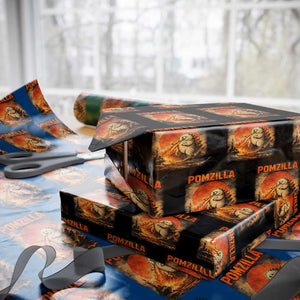 Pomzilla Dog Japanese Art Wrapping Paper Roll Retro Vintage Dog Lover Pomeranian Pom Monster Kaiju TS10 Black Print Your Wear