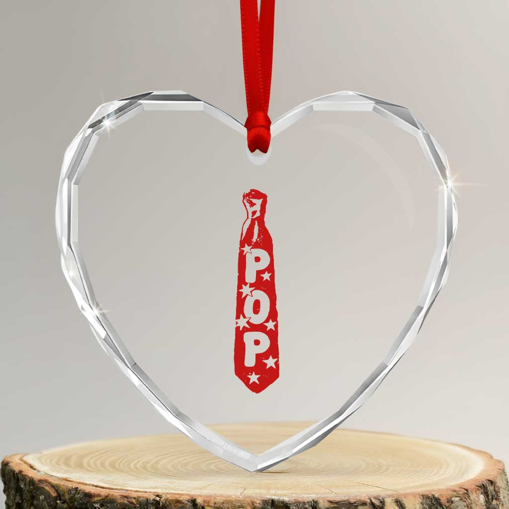 Pop Tie Star Dad Music Lover Fathers Day Heart Crystal Glass Ornament TS11 Transparent Glass 3'' Heart Print Your Wear