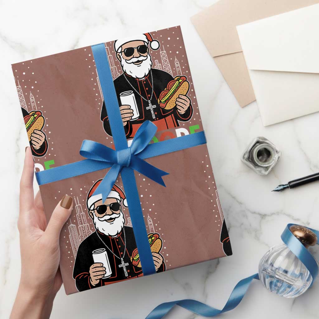 Pope Leo XIV Christmas Wrapping Paper Roll Cardinal Robert Prevost Santa Chicago TS11 Mocha Print Your Wear