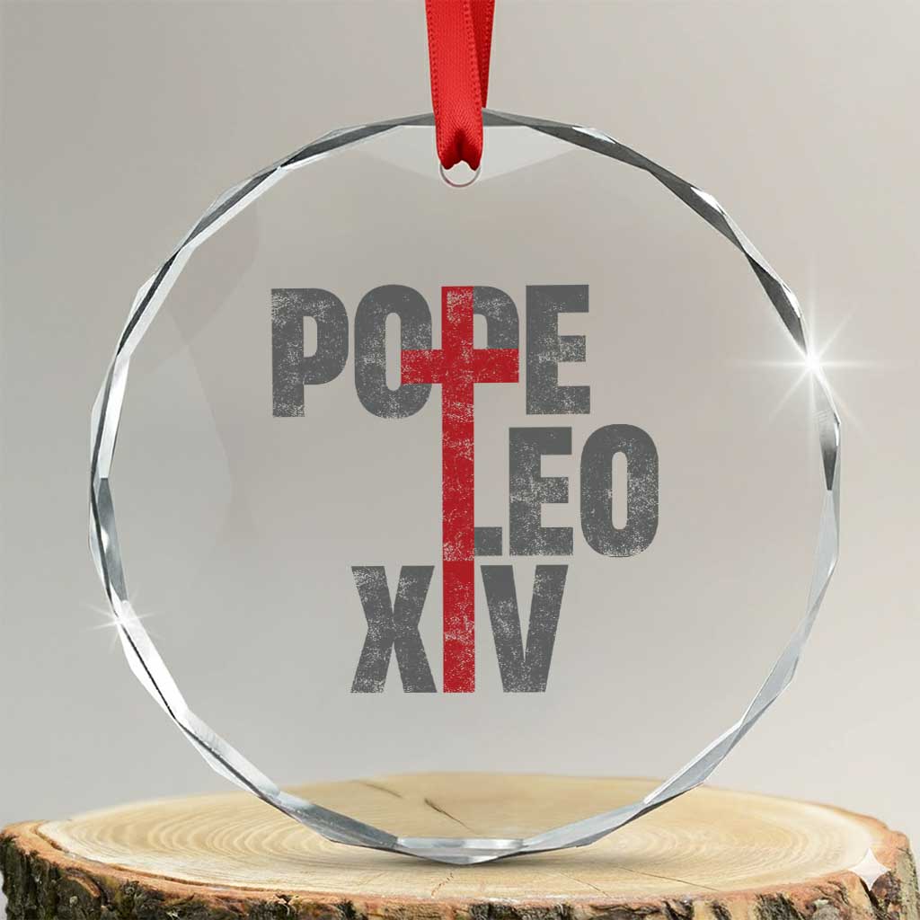 Pope Leo XIV Crystal Glass Ornament First American Pope Catholic Religious Cross TS11 Transparent Glass 3'' Circle Print Your Wear