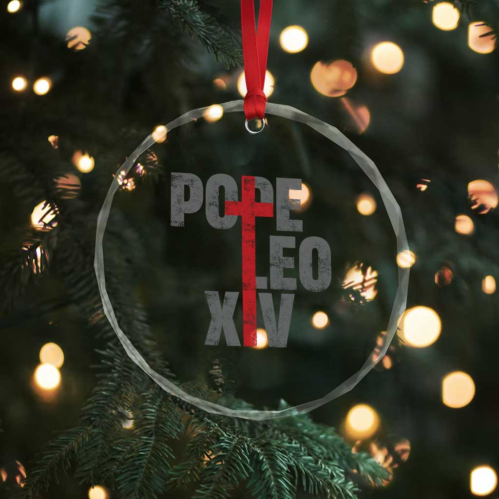 Pope Leo XIV Crystal Glass Ornament First American Pope Catholic Religious Cross TS11 Print Your Wear