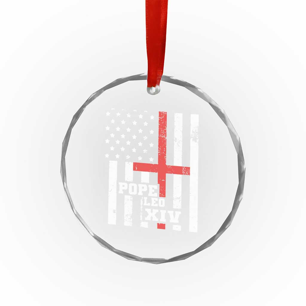 Pope Leo XIV Crystal Glass Ornament First American Pope Catholic Religious Cross American Flag TS11 Print Your Wear