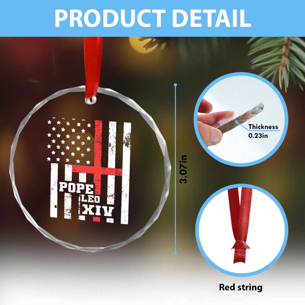 Pope Leo XIV Crystal Glass Ornament First American Pope Catholic Religious Cross American Flag TS11 Print Your Wear