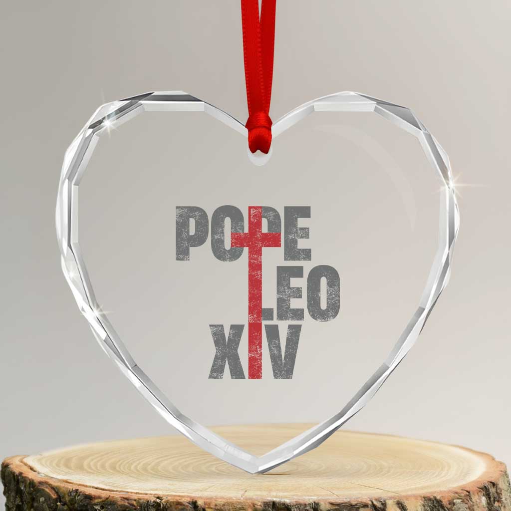 Pope Leo XIV Heart Crystal Glass Ornament First American Pope Catholic Religious Cross TS11 Transparent Glass 3'' Heart Print Your Wear