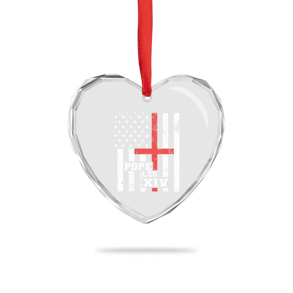 Pope Leo XIV Heart Crystal Glass Ornament First American Pope Catholic Religious Cross American Flag TS11 Print Your Wear