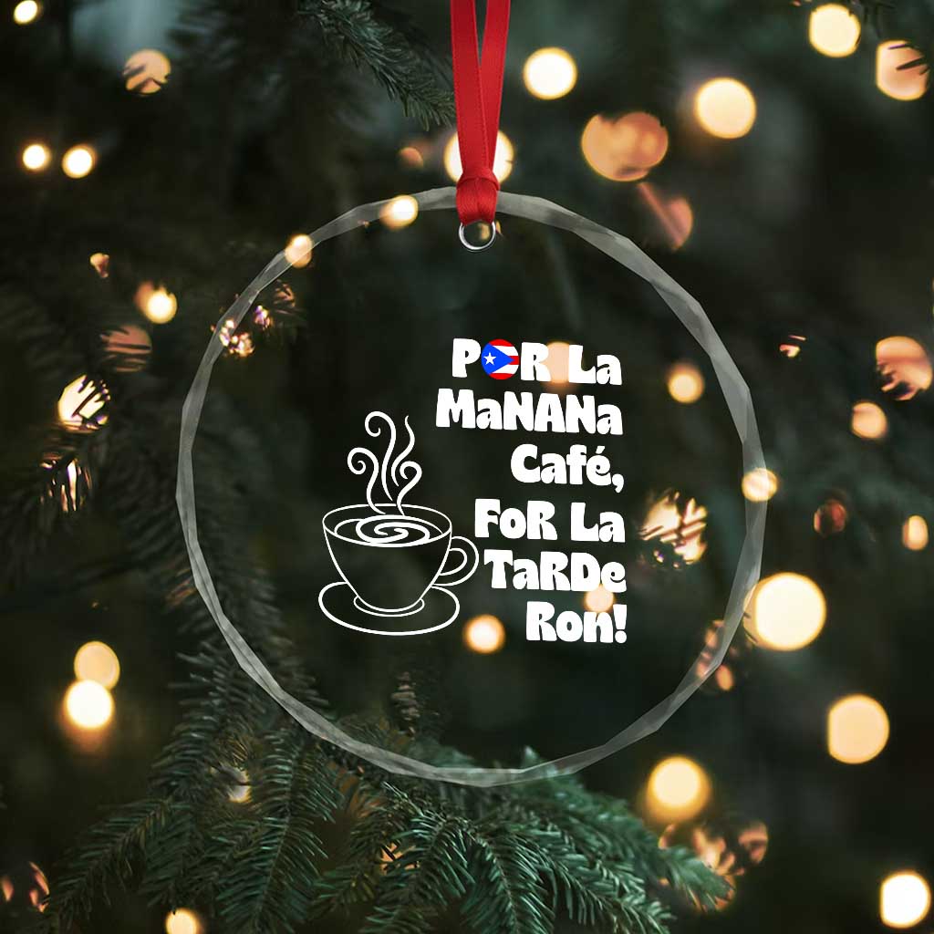 Por La Mañana Cafe Crystal Glass Ornament Puerto Rican Music Lover Coffee Fan TS14 Print Your Wear
