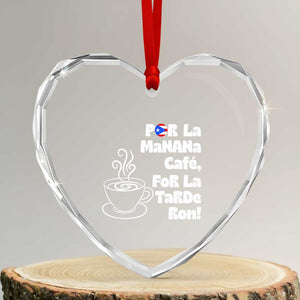 Por La Mañana Cafe Heart Crystal Glass Ornament Puerto Rican Music Lover Coffee Fan TS14 Transparent Glass 3'' Heart Print Your Wear
