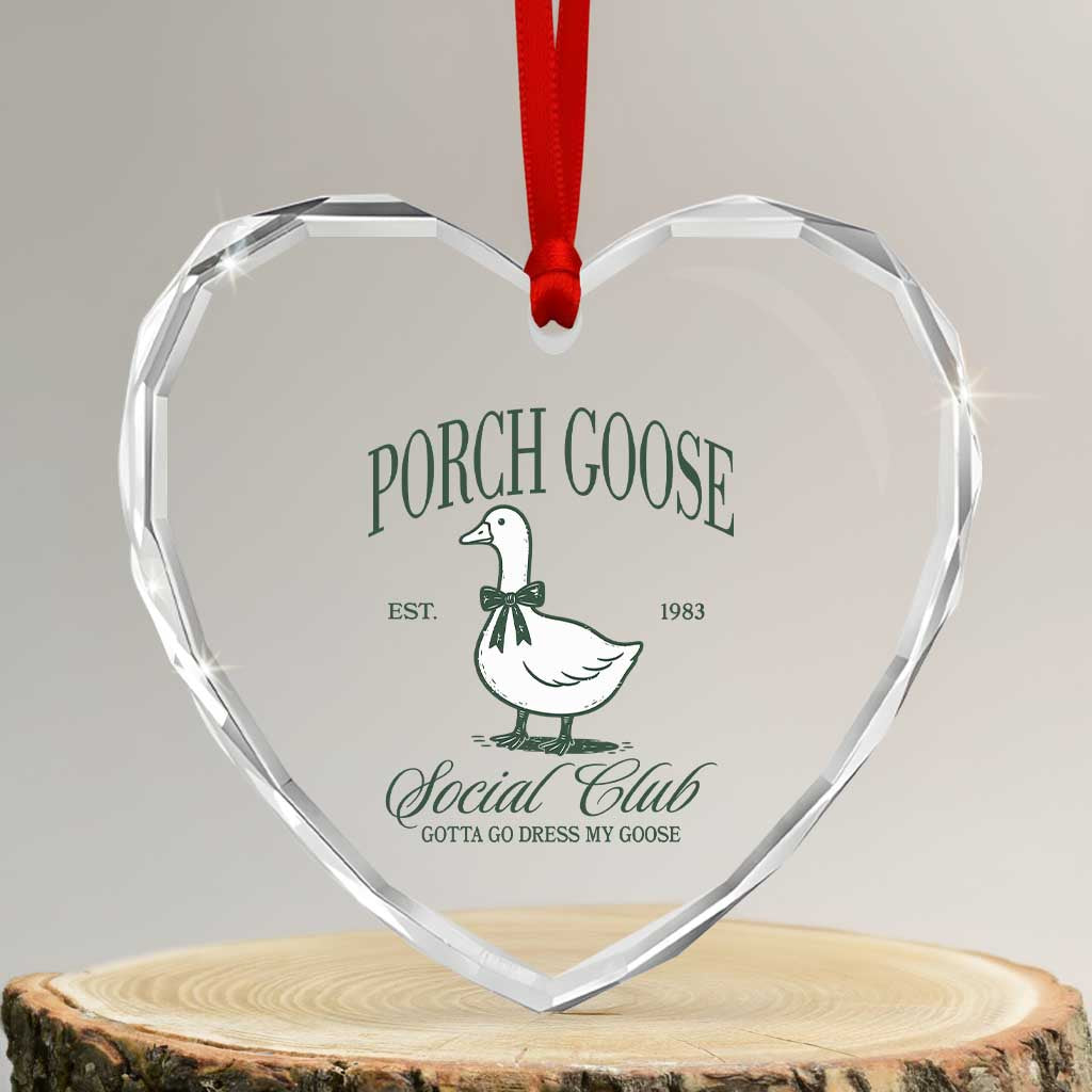 Porch Goose Heart Crystal Glass Ornament Cute Garden Club Vibes Moms Grandmas TS10 Transparent Glass 3'' Heart Print Your Wear