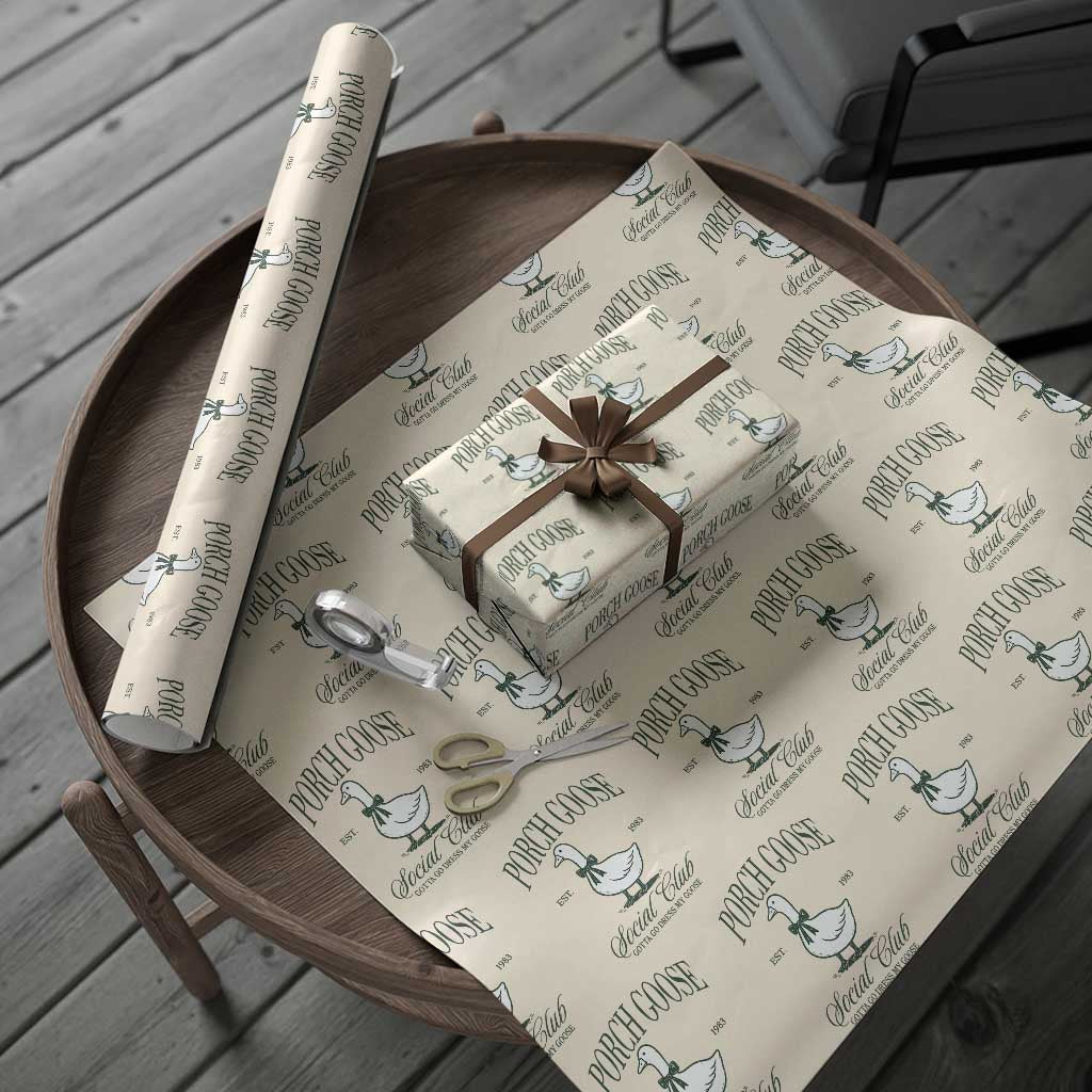 Porch Goose Wrapping Paper Roll Cute Garden Club Vibes Moms Grandmas TS10 Beige Print Your Wear