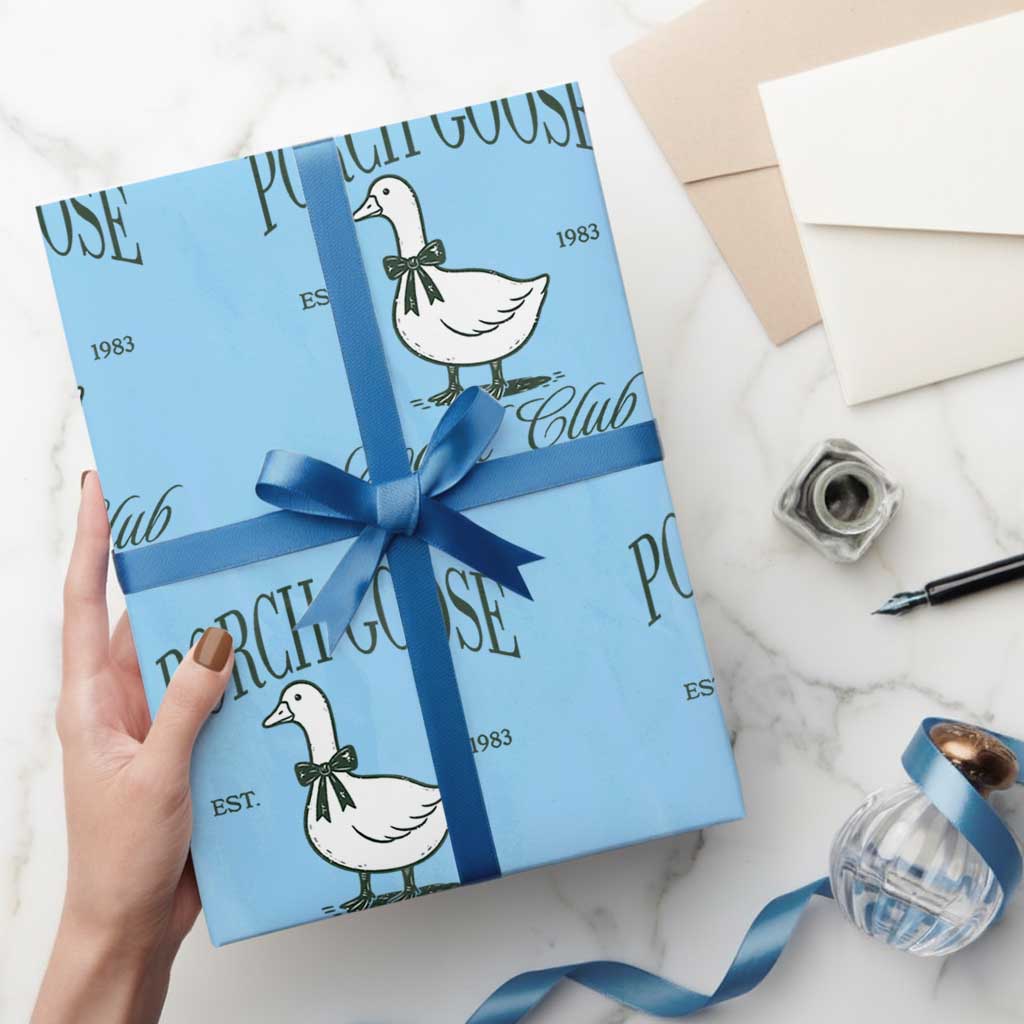 Porch Goose Wrapping Paper Roll Cute Garden Club Vibes Moms Grandmas TS10 Light Blue Print Your Wear