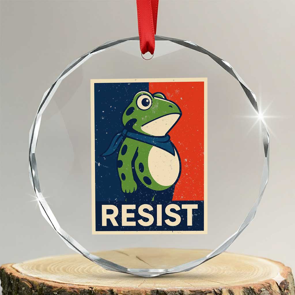 Portland 2025 Protest Crystal Glass Ornament Frog Resist Against Pepper Spray TS02 Transparent Glass 3'' Circle Print Your Wear