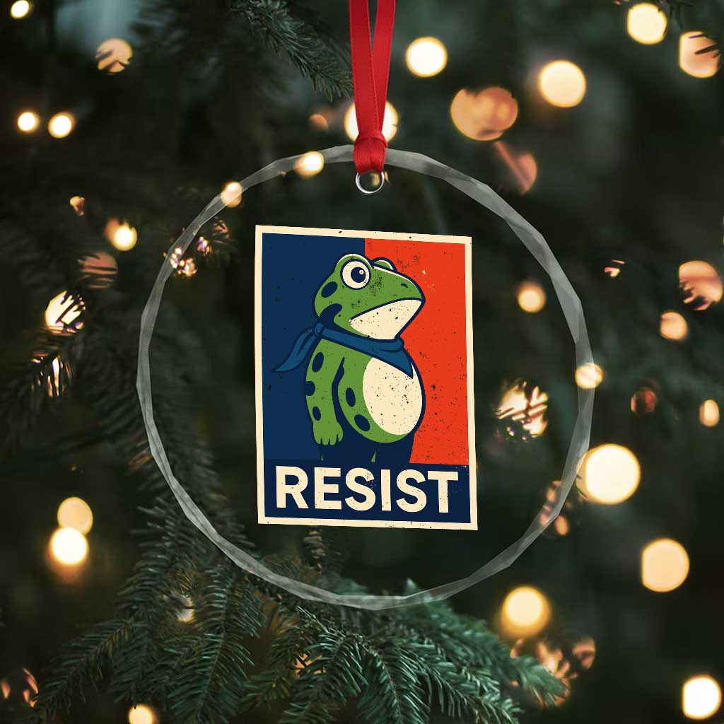 Portland 2025 Protest Crystal Glass Ornament Frog Resist Against Pepper Spray TS02 Print Your Wear