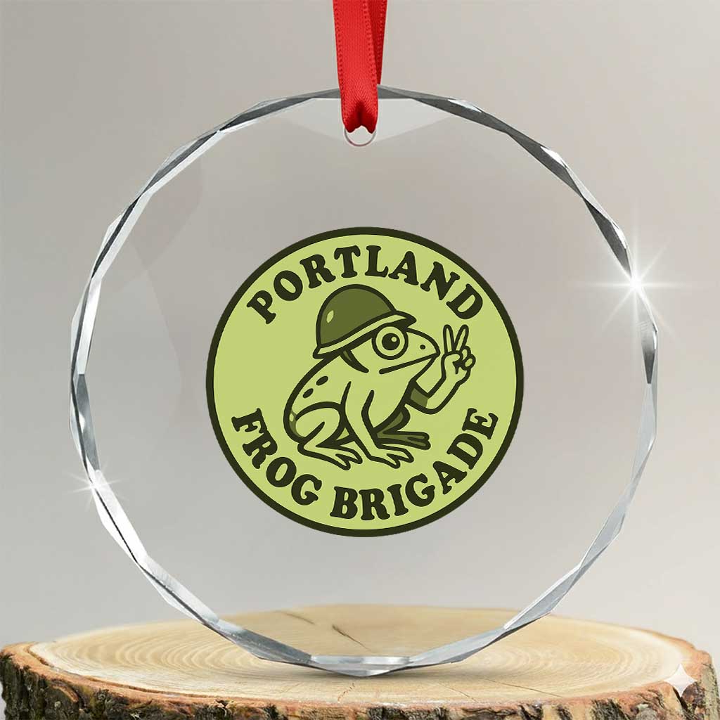 Portland Frog Brigade Crystal Glass Ornament Peace Frog Protest Badge TS02 Transparent Glass 3'' Circle Print Your Wear