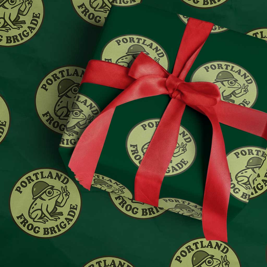 Portland Frog Brigade Wrapping Paper Roll Peace Frog Protest Badge TS02 Green Print Your Wear