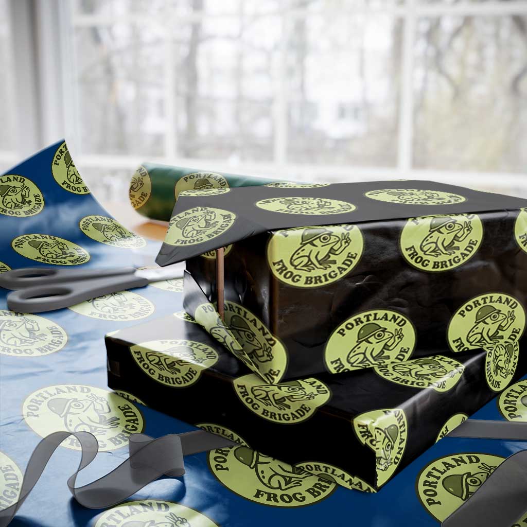 Portland Frog Brigade Wrapping Paper Roll Peace Frog Protest Badge TS02 Black Print Your Wear