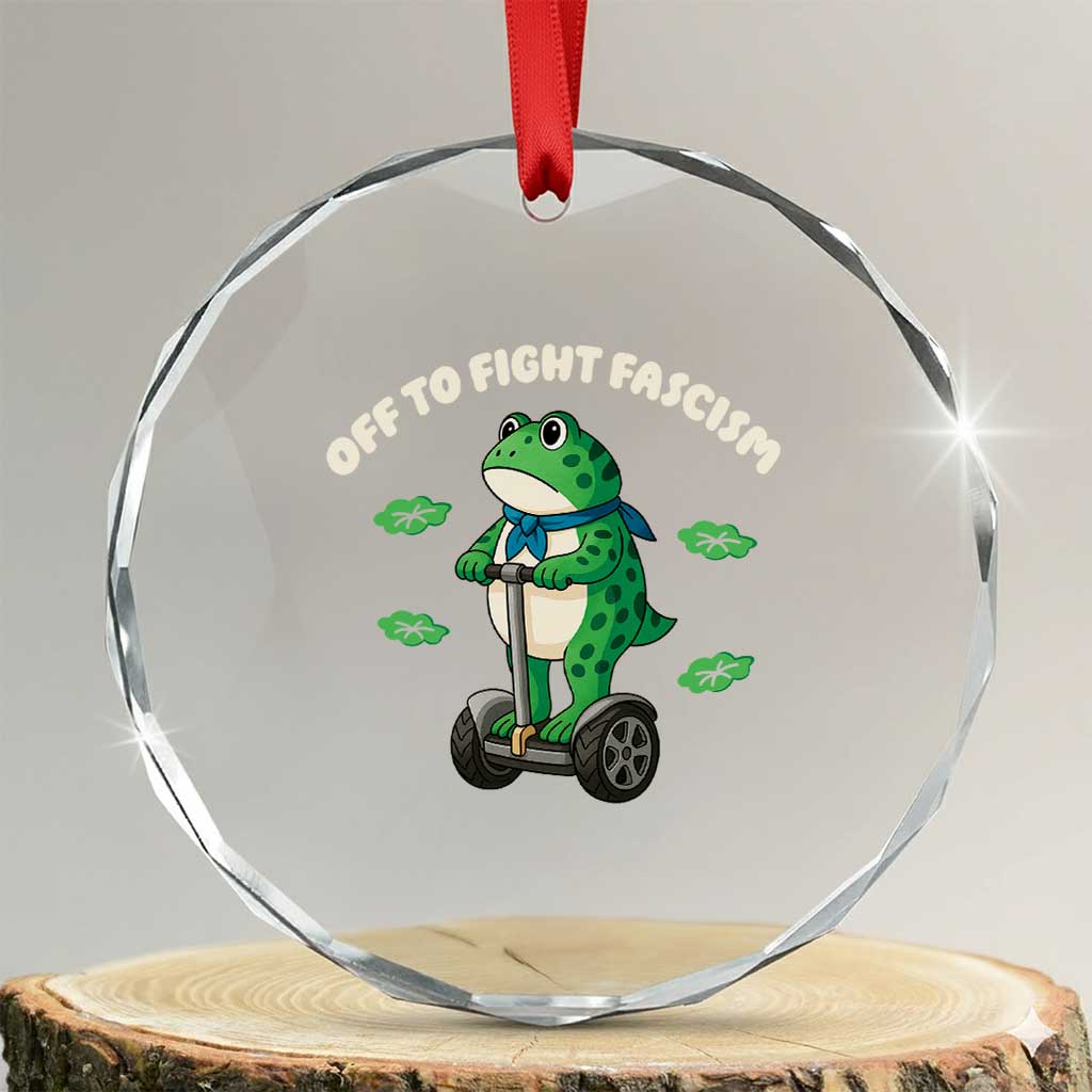 Portland Frog Crystal Glass Ornament Off to Fight Fascism Inflatable Costume Protest TS10 Transparent Glass 3'' Circle Print Your Wear