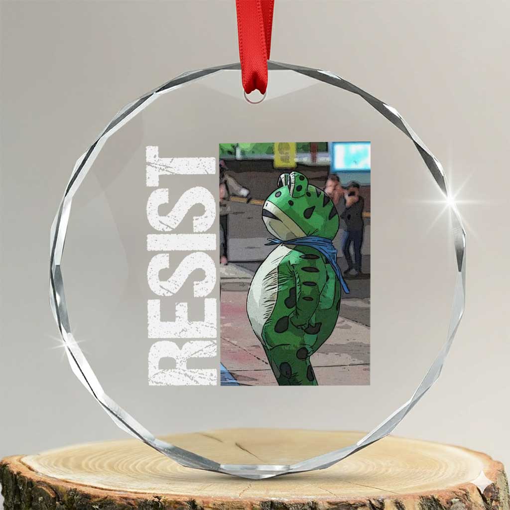 Portland Frog Protest Crystal Glass Ornament Vintage Activist Resistance TS10 Transparent Glass 3'' Circle Print Your Wear