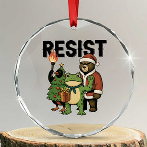 Portland Frog Protest Frogs Together Strong Crystal Glass Ornament Funny Holiday Gift TS12 Transparent Glass 3'' Circle Print Your Wear