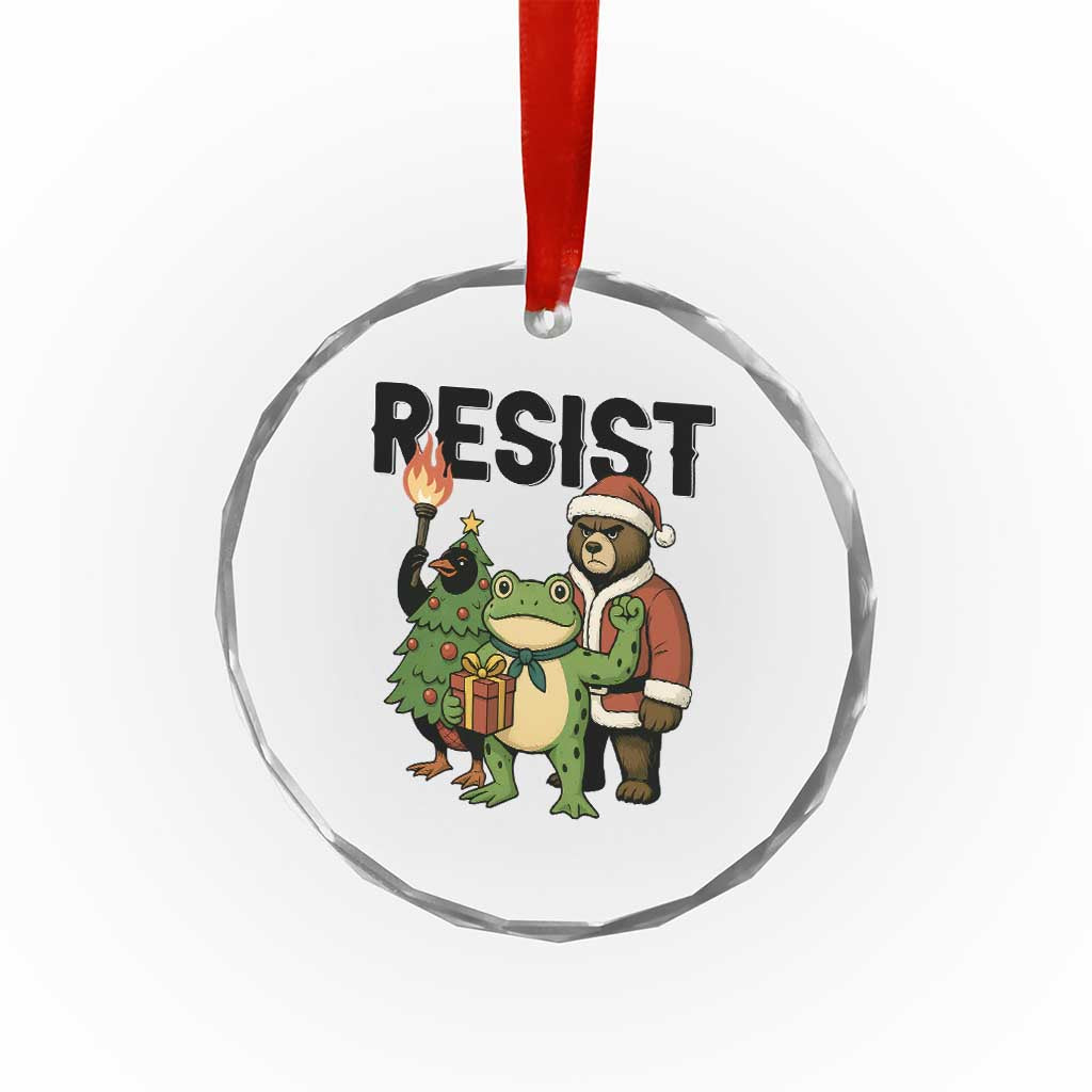 Portland Frog Protest Frogs Together Strong Crystal Glass Ornament Funny Holiday Gift TS12 Print Your Wear